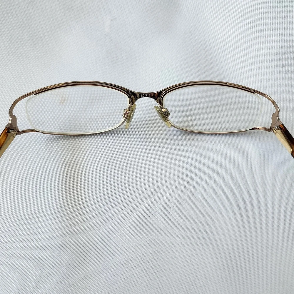 Donna‎ Karan DK 3536 Gold Tortoise Oval Semi Rimless Eyeglass Frames Italy 50-17